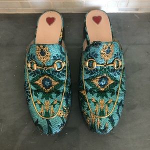 GUCCI Blue Electric Slides 38.5